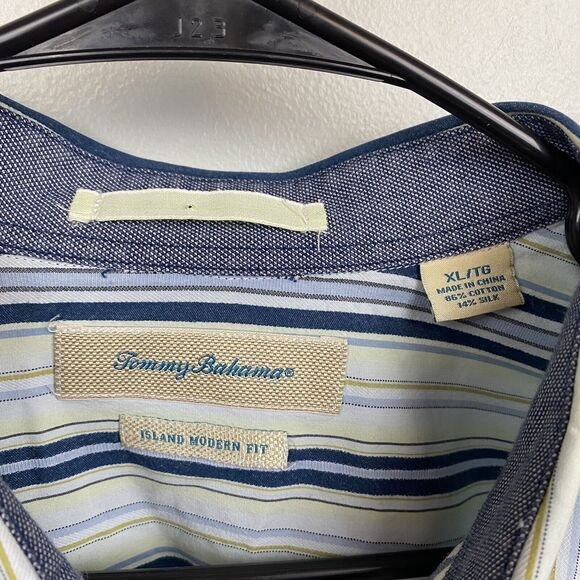 Tommy Bahama shirt mens xl blue long sleeve button down striped island modern - Picture 3 of 9